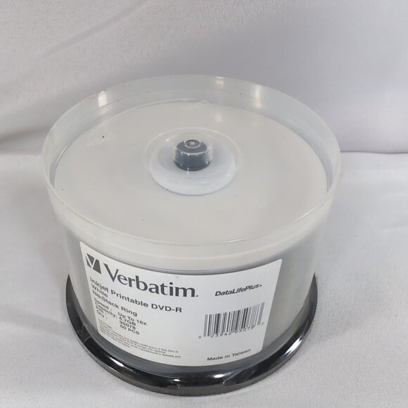 Verbatim Inkjet Printable DVD-R White No Stack Ring 50 Pcs 16x 4.7GB 95078 NEW - Picture 4 of 8